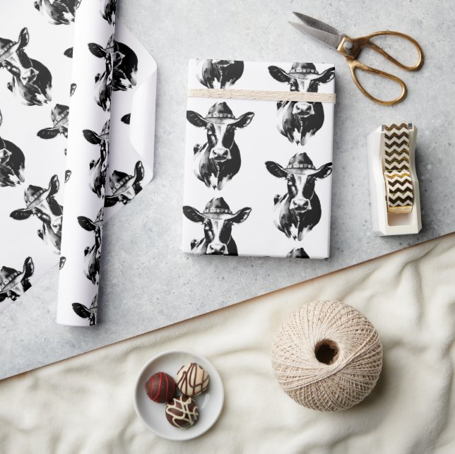 Cowboy Hat Cow Western Farm Ranch Stil Presentpapper (Hantverk)