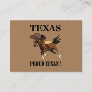 Cowboy Hat Horse Proud Texan Texas Visitkort
