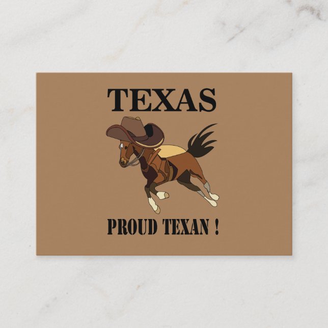 Cowboy Hat Horse Proud Texan Texas Visitkort (Framsida)