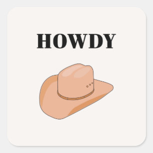 Cowboy Hat Howdy Earthy Boho Beige Fyrkantigt Klistermärke