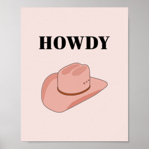 Cowboy Hat Howdy Peach Boho Poster