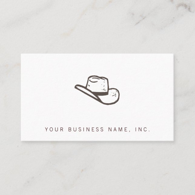 Cowboy Hat Letterpress Stil Visitkort (Framsida)