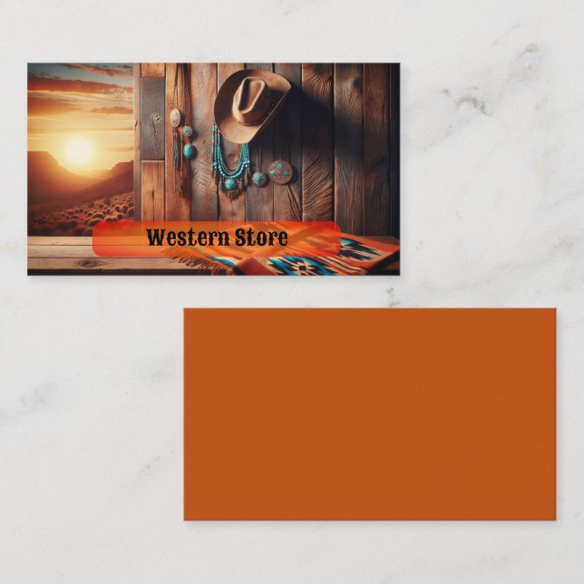 Cowboy Hat med sydvästra Blanket och judelry Visitkort (Fram/baksida)