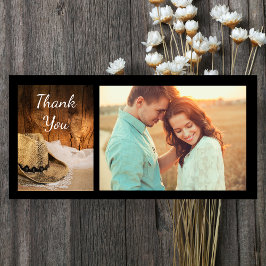 Cowboy Hat och Barn Wood Westerna Bröllop Tack Kort