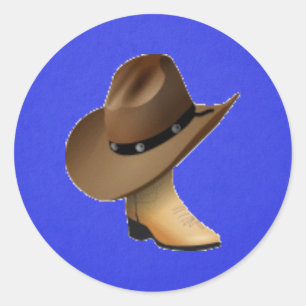 Cowboy Hat och Boot Runt Klistermärke