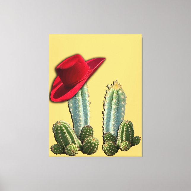 Cowboy Hat och Cactus Canvastryck (Framsida)