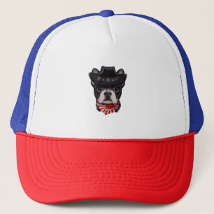 Cowboy Hat och Flagga Bulldog för Hund älskare Keps