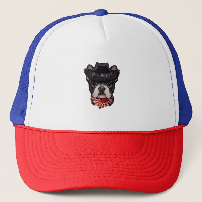 Cowboy Hat och Flagga Bulldog för Hund älskare Keps (Framsida)