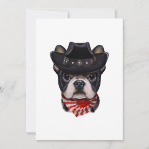 Cowboy Hat och Flagga Bulldog för Hund älskare Meddelande