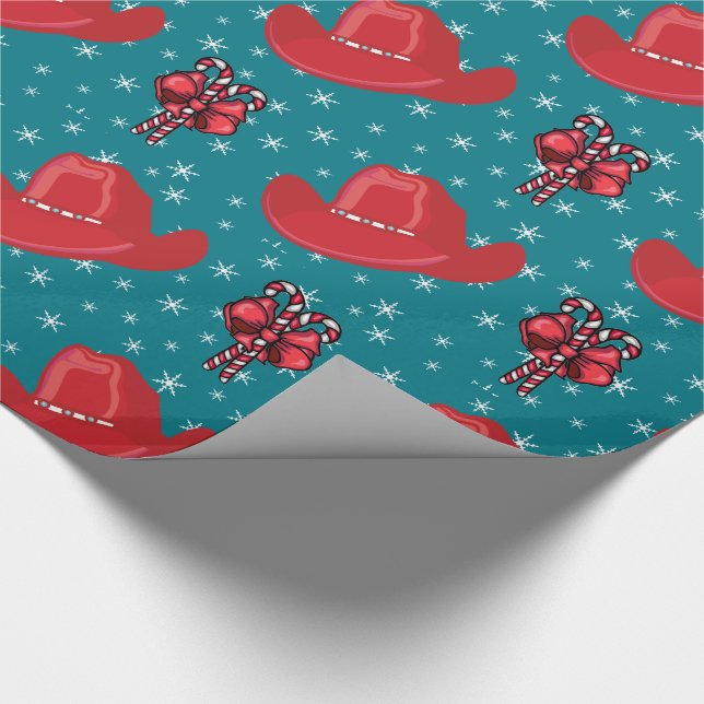 Cowboy Hat och Polkagrisar Helgdag Wrap Presentpapper (Hörn)
