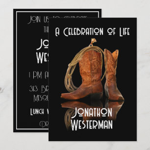 Cowboy Hat och Rope Firande of Life Invatio Inbjudningar