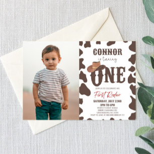 Cowboy Hat ONE First Rodeo 1st Birthday Party Inbjudningar