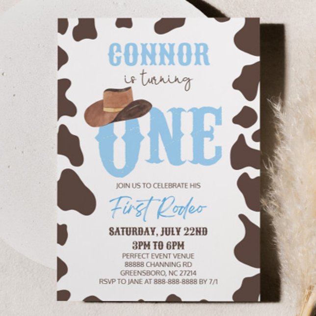 Cowboy Hat ONE First Rodeo 1st Birthday Party Inbjudningar (Skapare uppladdad)