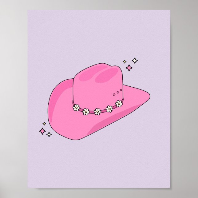 Cowboy Hat Preppy Lila and Rosa Poster (Framsidan)