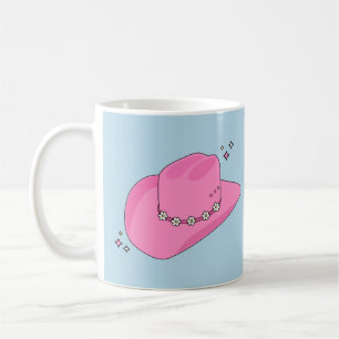 Cowboy Hat Preppy Rosa and Blue Kaffemugg