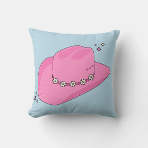 Cowboy Hat Preppy Rosa and Blue Kudde