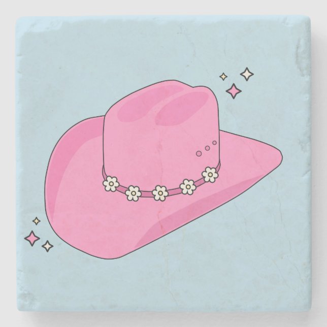 Cowboy Hat Preppy Rosa and Blue Stenunderlägg (Framsidan)