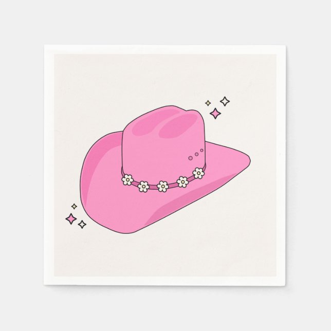 Cowboy Hat Preppy Rosa Pappersservett (Framsidan)