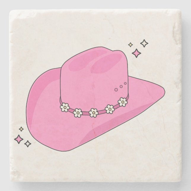 Cowboy Hat Preppy Rosa Stenunderlägg (Framsidan)