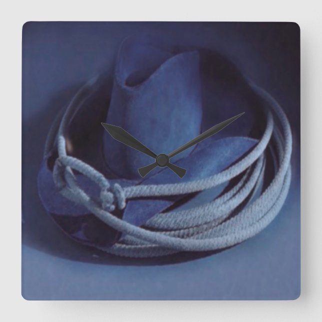 Cowboy Hat-väggskåp Fyrkantig Klocka (Framsida)