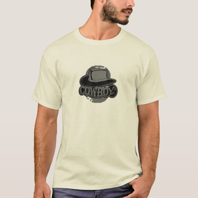 Cowboy! Hatt! Svart och grå färg T-shirt (Framsida)