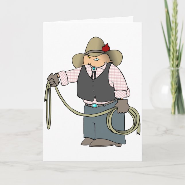 Cowboy Holding A Lasso Greeting Cards Kort (Framsida)