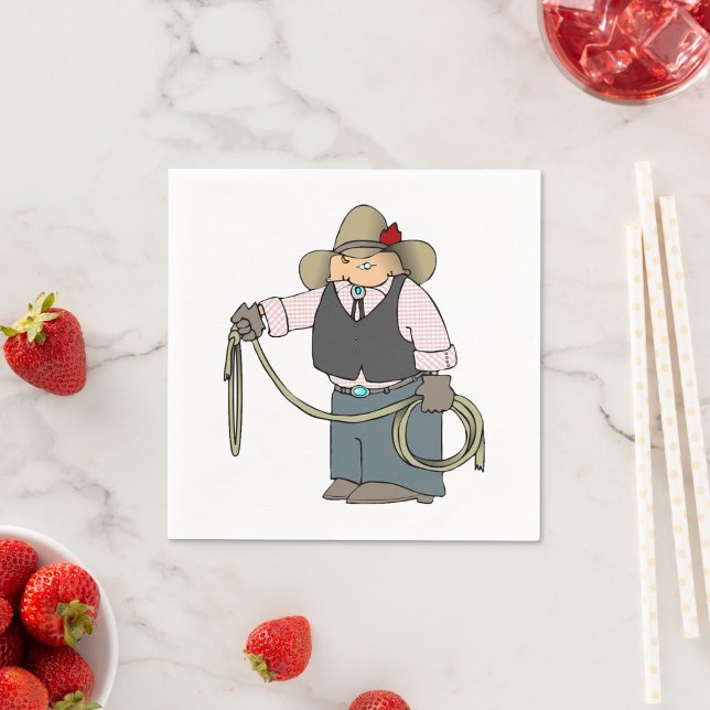 Cowboy Holding A Lasso Pappra Napkins Pappersservett (Skapare uppladdad)