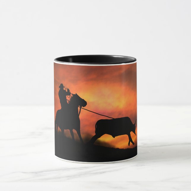 Cowboy Horse and Steer Roping Mugg (Center)