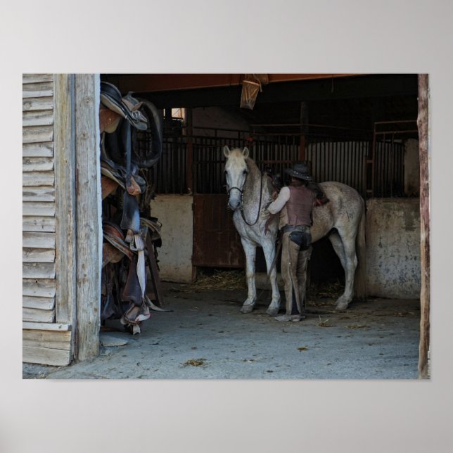 Cowboy Horse Barn Saddle Southwest Poster (Framsidan)