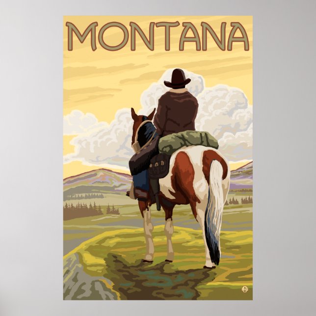 Cowboy & Horse - Montana Poster (Framsidan)