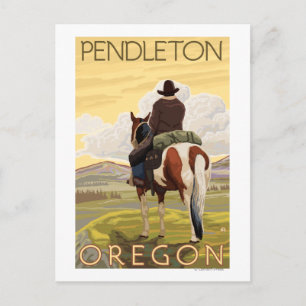 Cowboy & Horse - Pendleton, Oregon Vykort