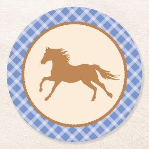 Cowboy Horse Pony Cute 1:a födelsedagsdagen Party Underlägg Papper Rund