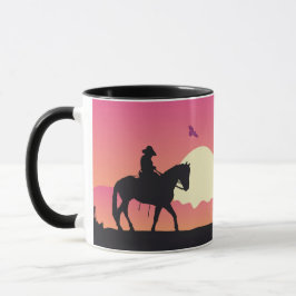 Cowboy Horse Rosa Sunset Desert Mugg