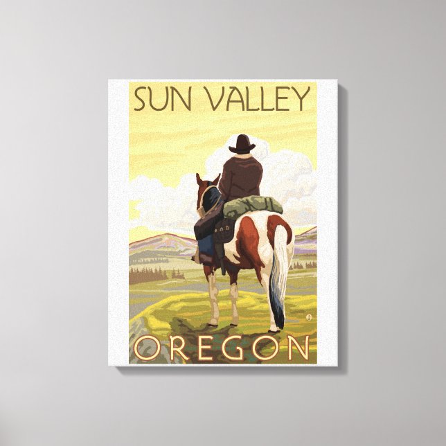 Cowboy & Horse - Sol Valley, Idaho Canvastryck (Framsida)