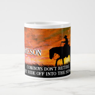 Cowboy, Horse & Sunset Pension Jumbo Mugg