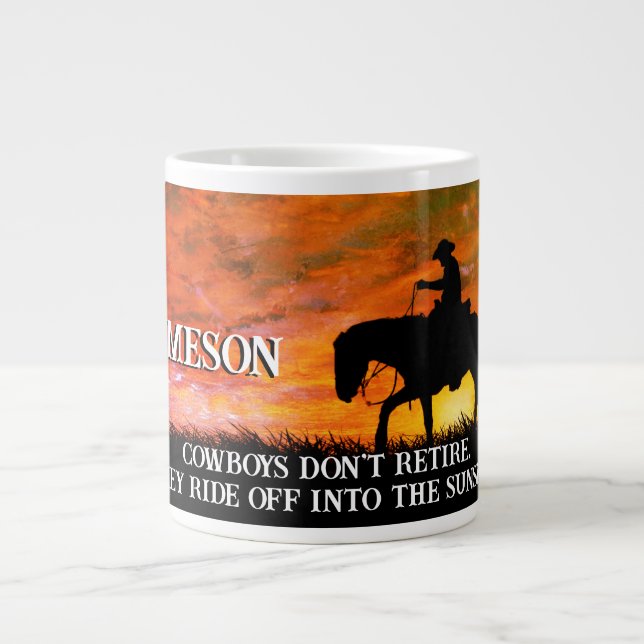 Cowboy, Horse & Sunset Pension Jumbo Mugg (Framsidan)