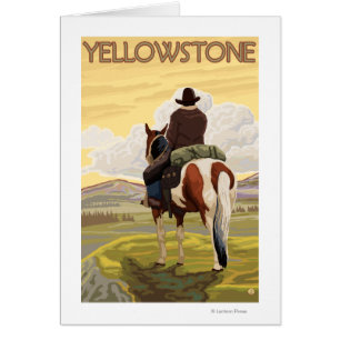 Cowboy & Horse - Yellowstone National Park Hälsningskort