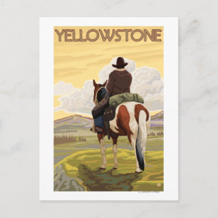 Cowboy & Horse - Yellowstone National Park Vykort