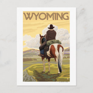 Cowboy & HorseWyomingVintage Travel Poster Vykort