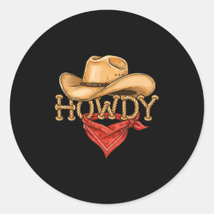 Cowboy Howdy Rep Hattröja Bandana Western Rodeo De Runt Klistermärke