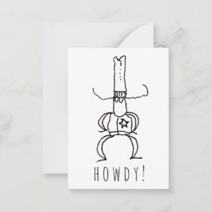 Cowboy Howdy Tecknad Teckning Klotter Anteckningskort