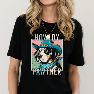 Cowboy Hund Beagle Pop Art Howl-dy Tass-tner T Shirt