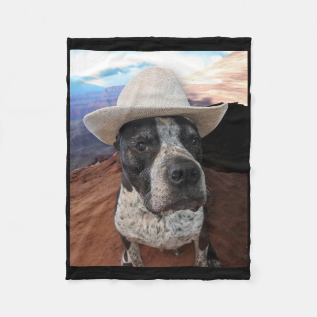 Cowboy Hund Klistermärke  Fleecefilt (Framsidan)