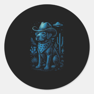 Cowboy Hund Labrador Retriever Alien Western Deser Runt Klistermärke