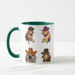Cowboy Hund Meme Set Rolig Doge Med Gun Mugge Mugg
