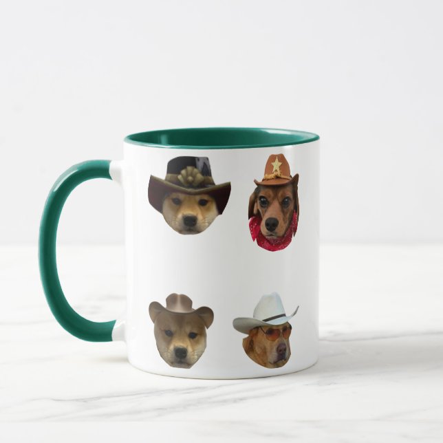 Cowboy Hundar Roligt Meme Set för Hund och Meme Äl Mugg (Vänster)