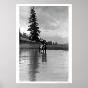 Cowboy i ett damm poster