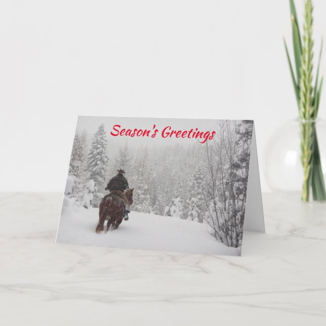 Cowboy i Snö Ranch Julkort Kort (Framsida)