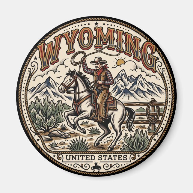 Cowboy i Wyoming Magnet (Framsidan)