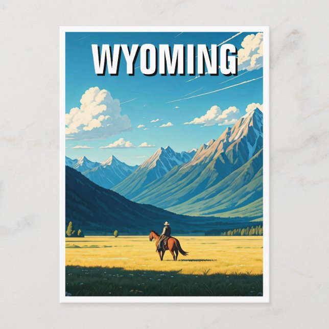 Cowboy i Wyoming Travel Vykort (Framsida)